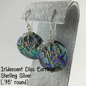 Sterling Silver Iridescent Disc Earrings